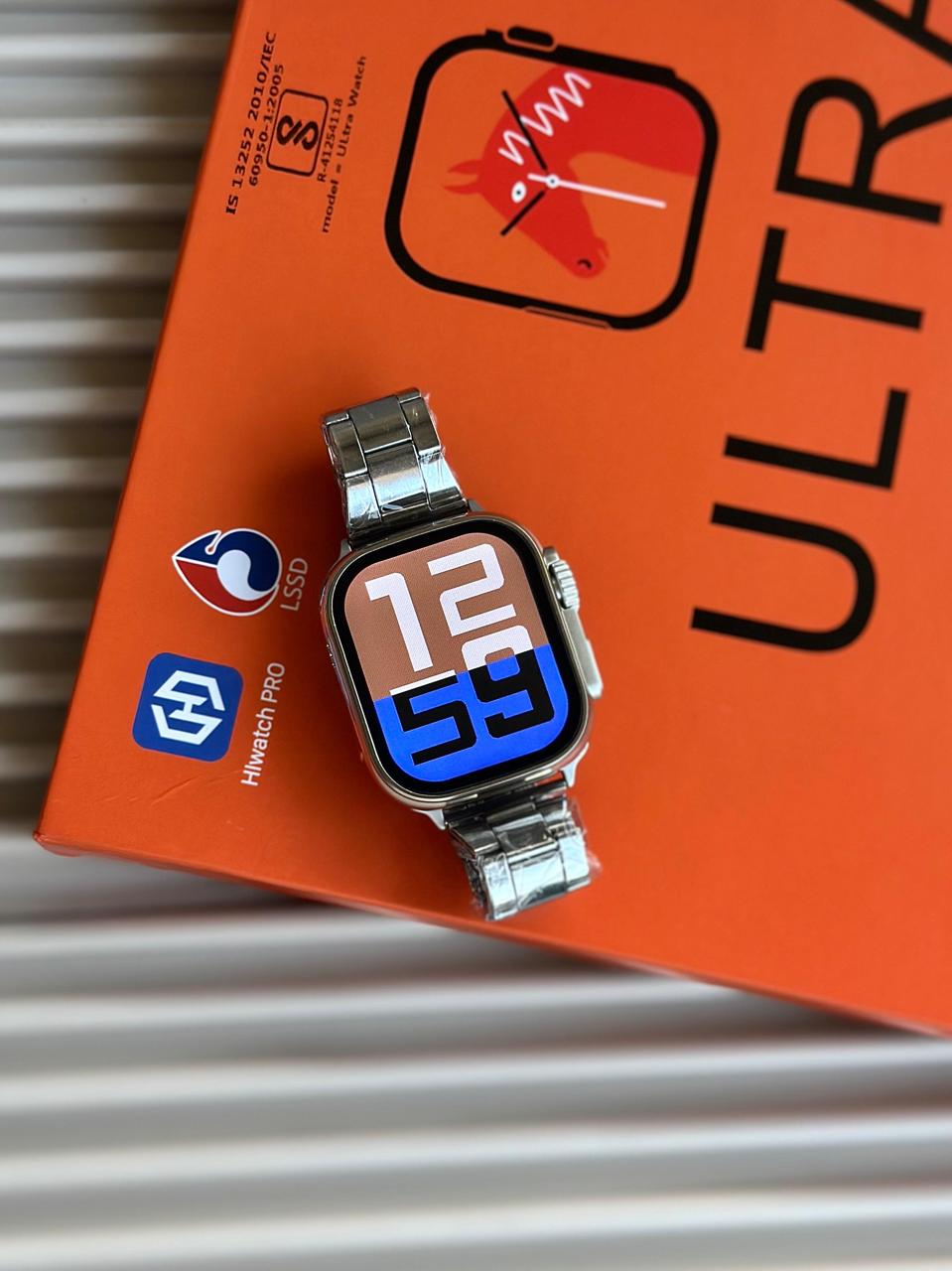 Ultra 49mm Smartwatch 7-in-1 Combo with Bluetooth Calling, 2.01" HD Display, Wireless Charging & Health Tracking (Orange)