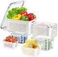 Refrigerator Storage Containers Boxes with Airtight Lid/Kitchen Fridge Organizers for Fruits & Vegetables Pack of 4