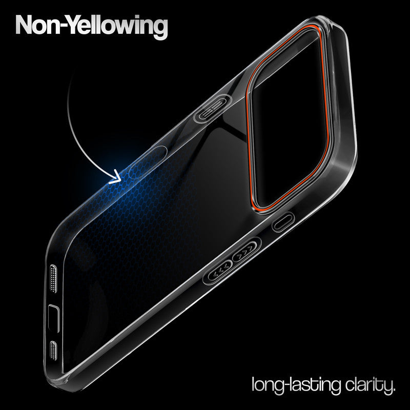 Crystal Clear Anti-Yellow Transparent Back Cover Case With Camera Ring Protection for Apple iphone 17 Pro Max