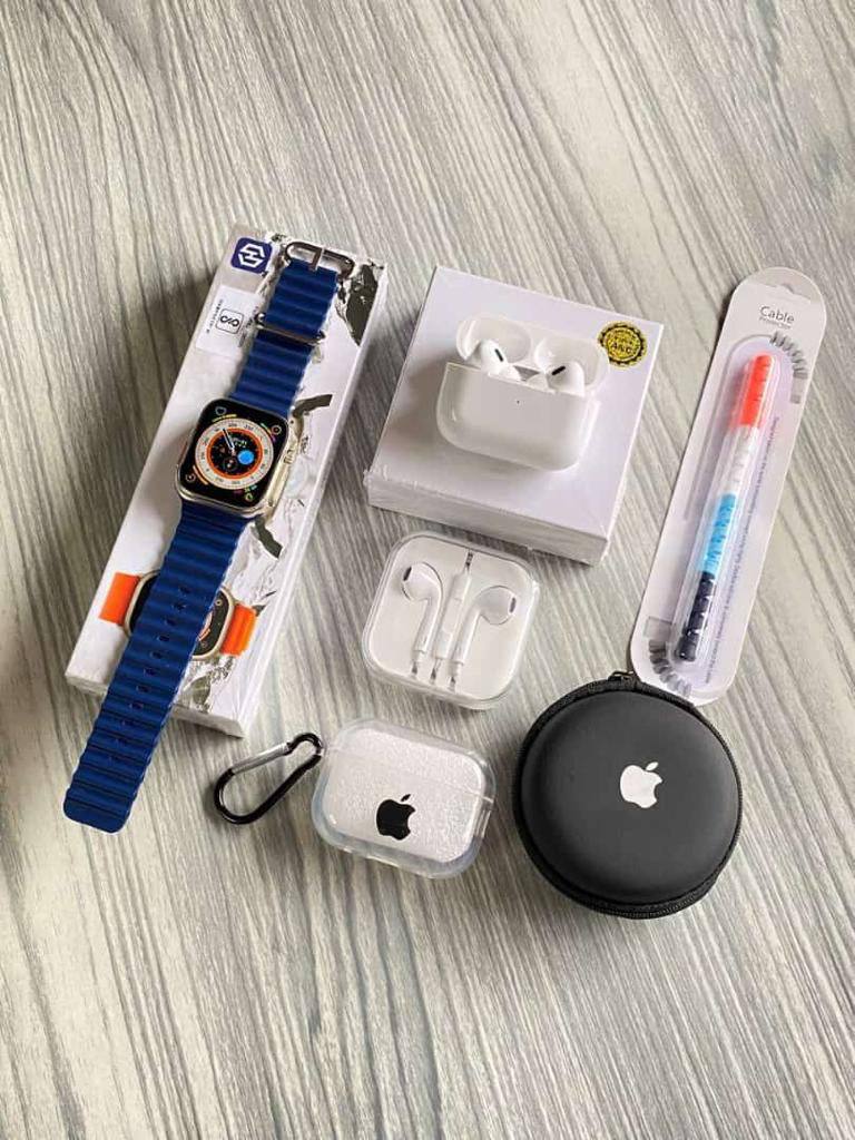 6 in 1 Premium Smart Combo | Ultra Smart Watch + TWS Earbuds + Earbuds + More