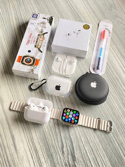 6 in 1 Premium Smart Combo | Ultra Smart Watch + TWS Earbuds + Earbuds + More