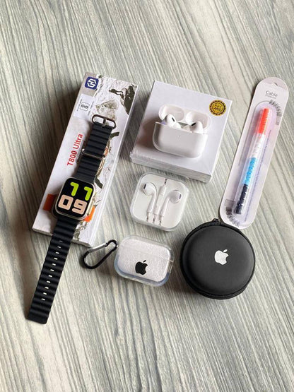 6 in 1 Premium Smart Combo | Ultra Smart Watch + TWS Earbuds + Earbuds + More
