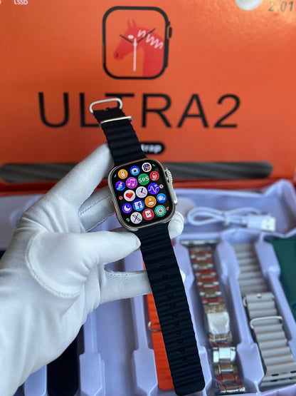 Ultra 49mm Smartwatch 7-in-1 Combo with Bluetooth Calling, 2.01" HD Display, Wireless Charging & Health Tracking (Orange)