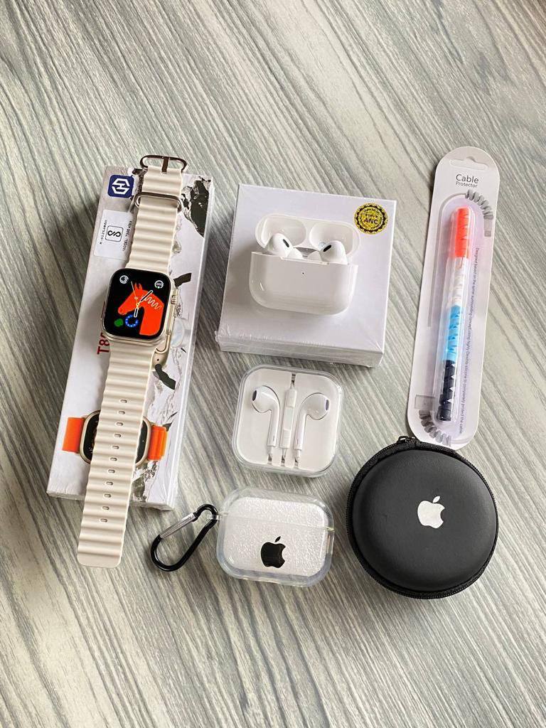 6 in 1 Premium Smart Combo | Ultra Smart Watch + TWS Earbuds + Earbuds + More