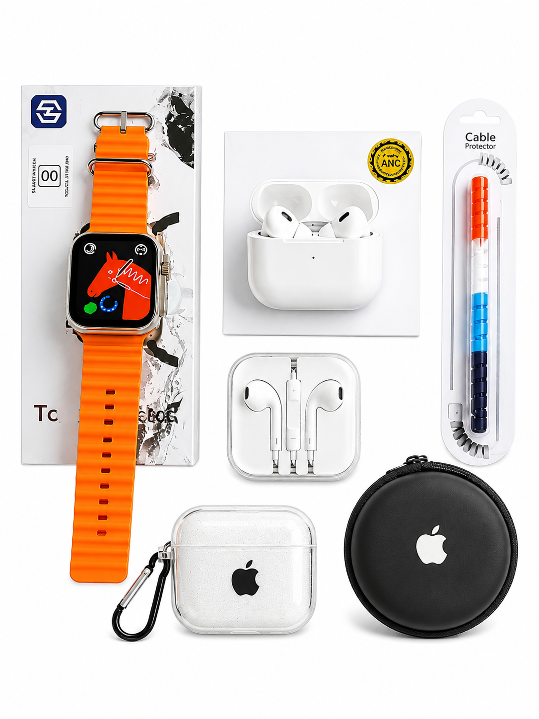 6 in 1 Premium Smart Combo | Ultra Smart Watch + TWS Earbuds + Earbuds + More