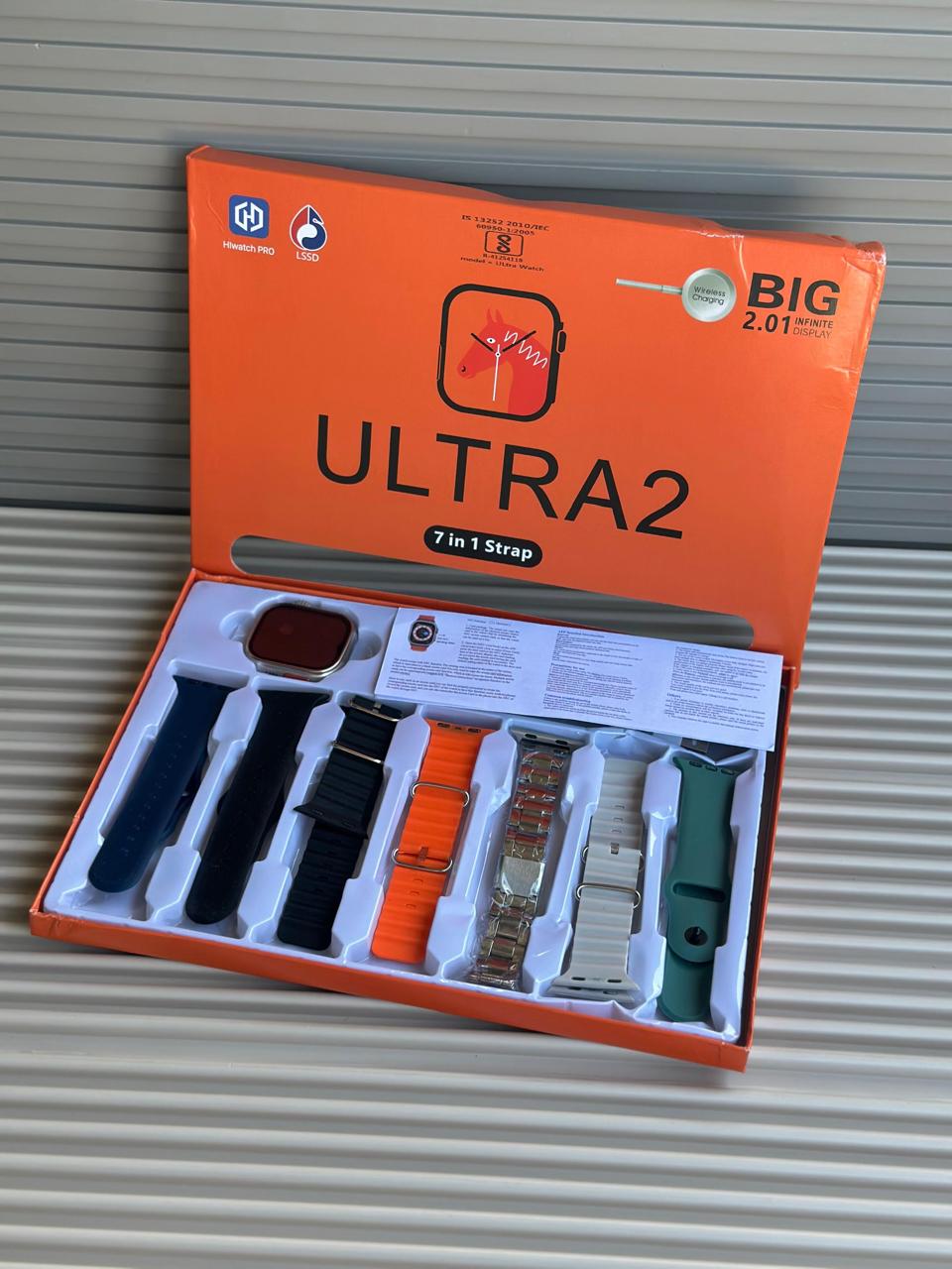 Ultra 49mm Smartwatch 7-in-1 Combo with Bluetooth Calling, 2.01" HD Display, Wireless Charging & Health Tracking (Orange)