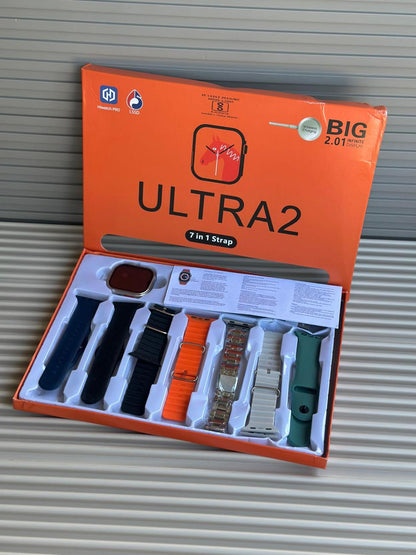 Ultra 49mm Smartwatch 7-in-1 Combo with Bluetooth Calling, 2.01" HD Display, Wireless Charging & Health Tracking (Orange)