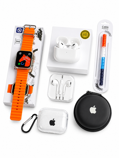 6 in 1 Premium Smart Combo | Ultra Smart Watch + TWS Earbuds + Earbuds + More