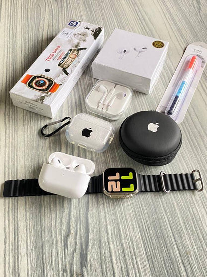 6 in 1 Premium Smart Combo | Ultra Smart Watch + TWS Earbuds + Earbuds + More